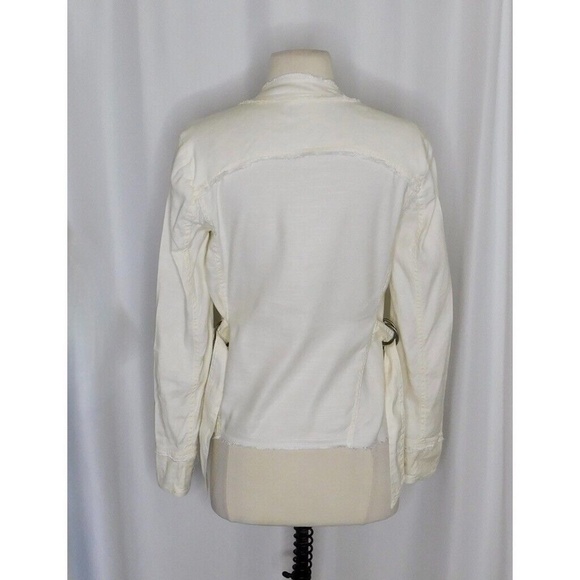 FREE PEOPLE Linen Raw Femme Draped Jacket Off-White Eggshell Cream X-Small - Picture 9 of 14